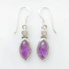 RAINBOW MOONSTONE & AMETHYST SILVER EARRING