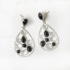 BLACK ONYX & FIRE OPAL SILVER EARRING