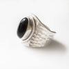 BLACK ONYX HAMMERED ADJUSTABLE SILVER RING