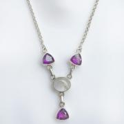 Wholesale AMETHYST FACETTED & RAINBOW MOONSTONE SILVER NECKLACE 