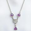 AMETHYST FACETTED & RAINBOW MOONSTONE SILVER NECKLACE 
