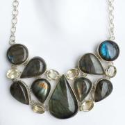 Wholesale LABRADORITE & FACETTED CITRINE SILVER NECKLACE