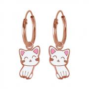 Wholesale Silver Cat Charm Hoop Earrings