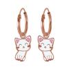 Silver Cat Charm Hoop Earrings