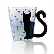 Wholesale Glass Mug Milk Cup Tea Cup With Handle Like Cat Tail 
