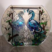 Wholesale Acever Handpainted Glass Art Peacock Vase