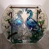 Acever Handpainted Glass Art Peacock Vase