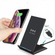 Wholesale 15W Powered Wireless Charging Stand Black With Dual Coil