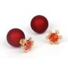 Ladies' Double-sided Red Ball Earrings - Red .