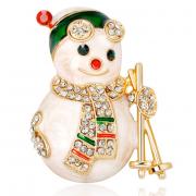 Wholesale Diamante Enamel Charismas Snowman Brooch 