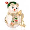 Diamante Enamel Charismas Snowman Brooch 