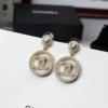 Chanel White Gold Diamond Hoop Earrings