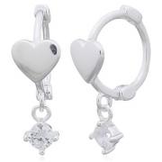 Wholesale CZ 925 Silver Heart Circle Hoop Earrings