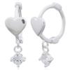 CZ 925 Silver Heart Circle Hoop Earrings