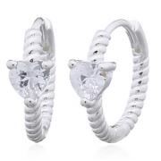 Wholesale Heart Crystal CZ 925 Silver Twisted Hoop Earrings