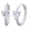 Heart Crystal CZ 925 Silver Twisted Hoop Earrings