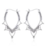 Wholesale Floral In Marquise Silver Hoop Earrings
