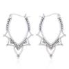 Floral In Marquise Silver Hoop Earrings