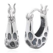 Wholesale  Rock Pattern Round Square 925 Silver Hoop Earrings