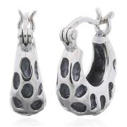 Wholesale Rock Pattern Chubby Round 925 Silver Hoop Earrings