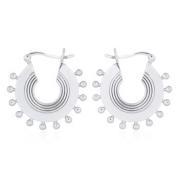 Wholesale Vintage Beaded Wheel Silver Hoop Earrings