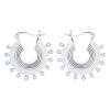 Vintage Beaded Wheel Silver Hoop Earrings