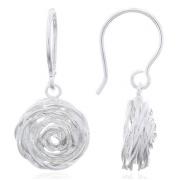 Wholesale 925 Silver Wire Rose Flower Dangle Earrings