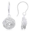 925 Silver Wire Rose Flower Dangle Earrings