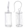Wire Wrapped Cylinders 925 Silver Dangle Earrings