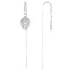  Stamped Wire Tear Drop Silver 925 Threader Earrings