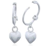 Wholesale Puffed Heart Charm Sterling Silver Huggie Hoop Earrings