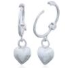 Puffed Heart Charm Sterling Silver Huggie Hoop Earrings