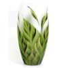 Green Oval Table Glass Vase For Flowers, Height Is 30 Cm