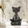 Whimsical Black Buddha Cat Figurine Meditation Yoga Collecti