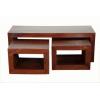 Dark Solid Mango Hardwood Furniture Long 3 Cube Nest wholesale