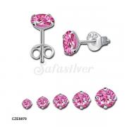 Wholesale  Silver Cubic Zirconia 4 Claw Setting Stud Earrings