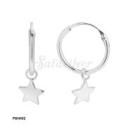 Wholesale Silver Plain Star With Beads Hoop Earrings   