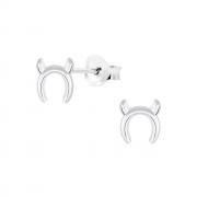 Wholesale Silver Horseshoe With Horns Design Stud Earrings 
