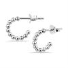 Sterling Silver Beads Half Hoop Earrings