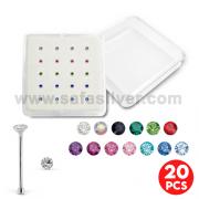 Wholesale 925 Sterling Silver ROUND CRYSTAL NOSE STUD