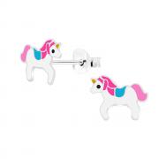 Wholesale Unicorn Stud Earrings Pink Blue Enamel Silver For Kids