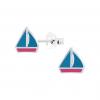 Boat Earrings Stud For Kids Hand Painted Silver
