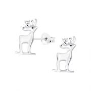 Wholesale Reindeer Oxidized Stud Earrings Silver