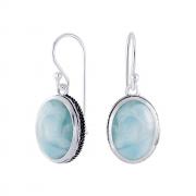 Wholesale 12mm Turquoise Earrings Silver Oxidized Filigree Engraved