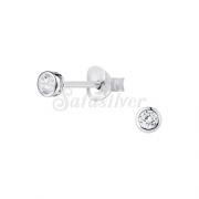 Wholesale Silver Round Stud Earrings With Cubic Zirconia