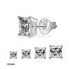 925 Sterling Silver Clear Square CZ Basket Setting Ear Stud 