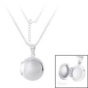 Wholesale Silver Round Shinny Locket Chain Necklace  