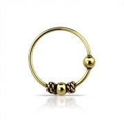 Wholesale Silver Oxidized 18K GP Twisted Chain Bead Nose Hoop