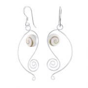 Wholesale 925 Silver Shiva Eye Shell Spiral Leaf Swirl Earrings 