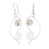 925 Silver Shiva Eye Shell Spiral Leaf Swirl Earrings 